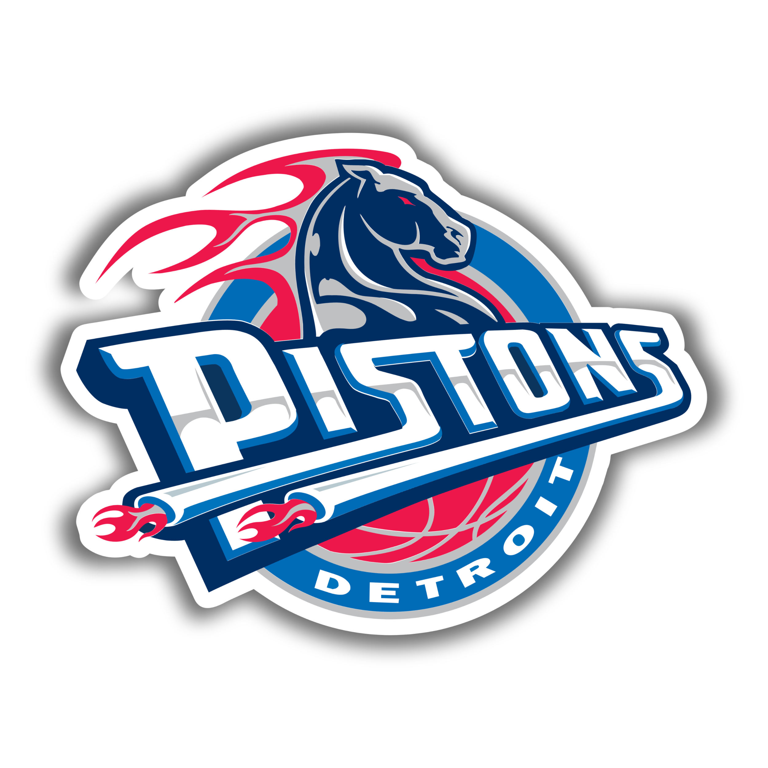 Detroit Pistons - Blue Circle With Horse - Temporary Tattoo