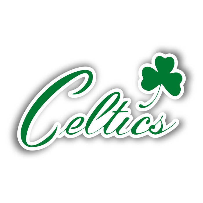 Boston Celtics - Green Circle With Clover - Full Color Vinyl Sticker - Custom Size
