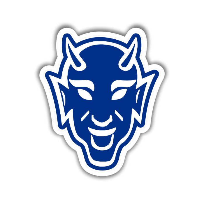 Duke Blue Devils - Devil Head - Full Color Vinyl Decal - Custom Size