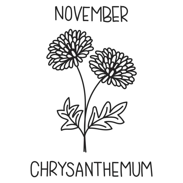 November Chrysanthemum Vinyl Decal - Custom Size