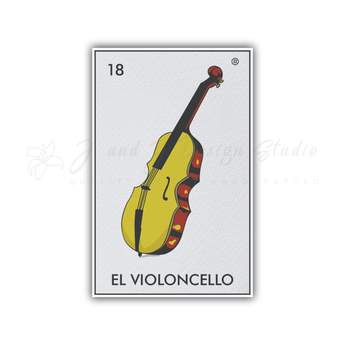 Loteria – El Violoncello – Full Color Vinyl Decal – Custom Size