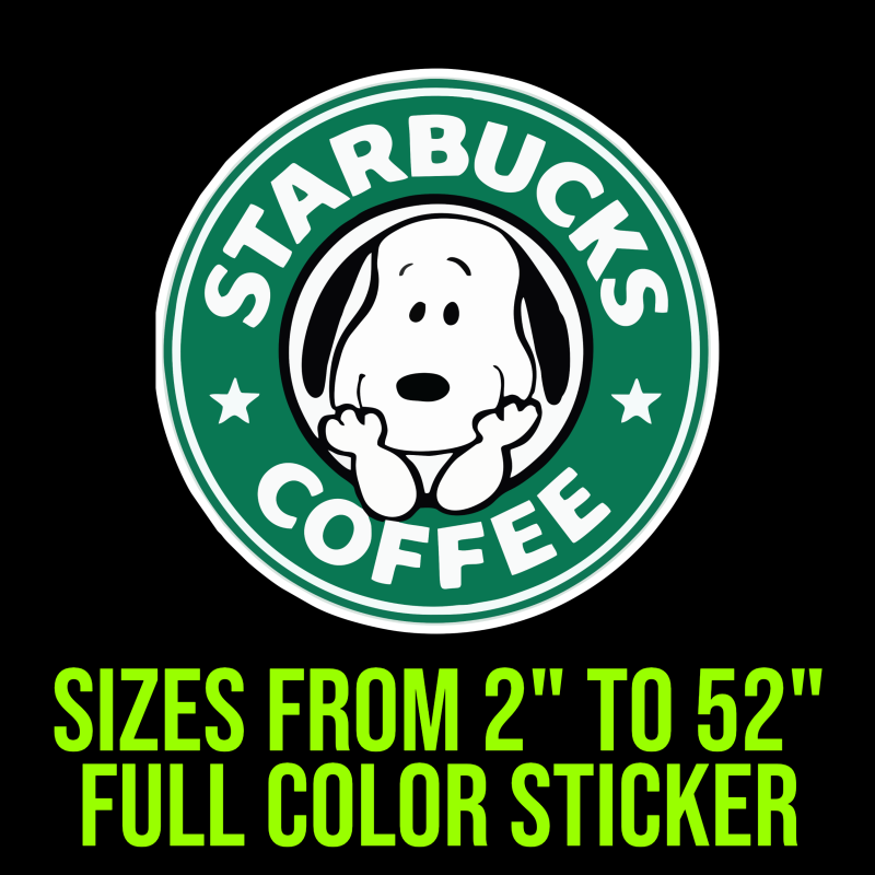 Snoopy Coffee Full Color Vinyl Decal - Custom Size