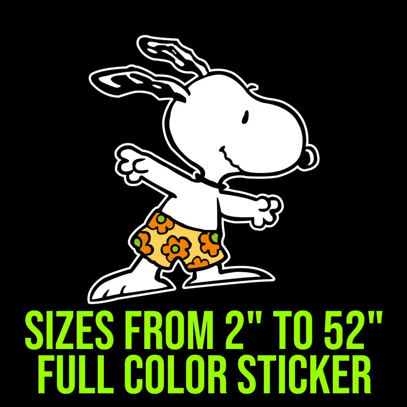Snoopy - Surfing- Full Color Vinyl Decal
