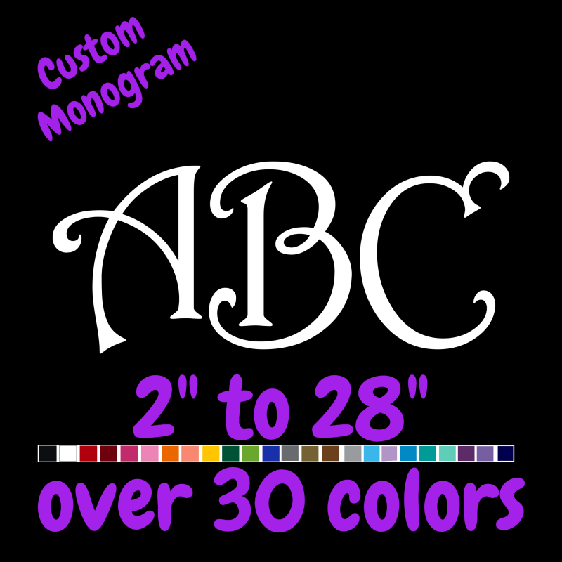 Custom Monogram Vinyl Sticker - Custom Size