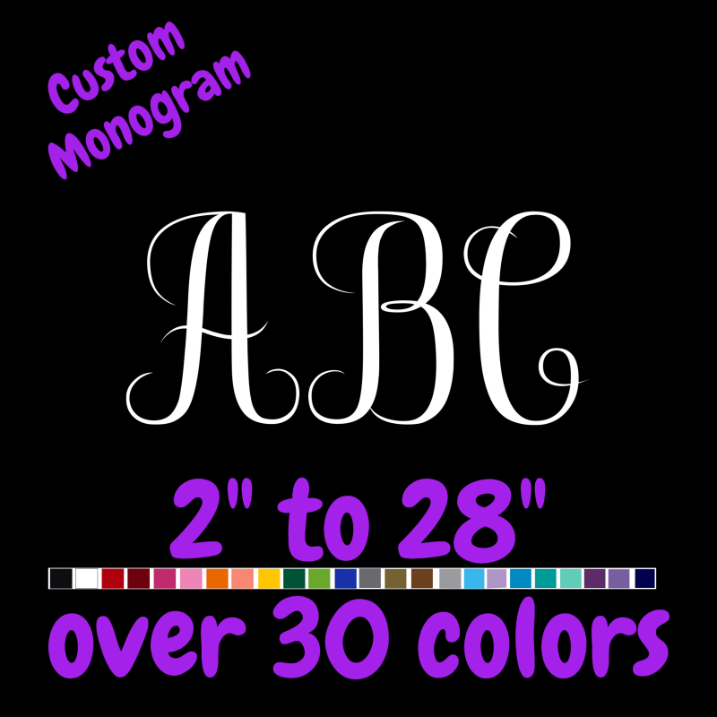 Custom Monogram Vinyl Sticker - Custom Size