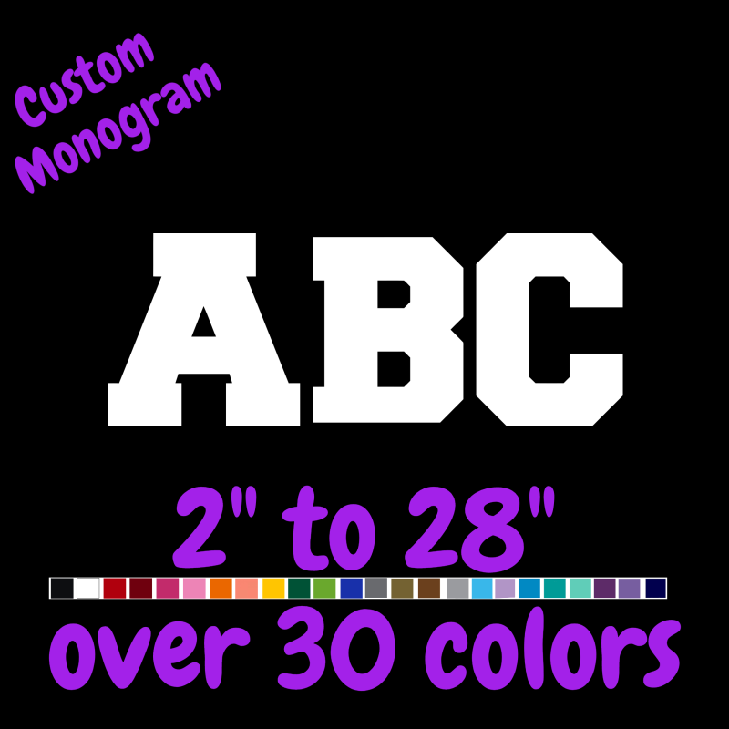 Custom Monogram Vinyl Sticker - Custom Size