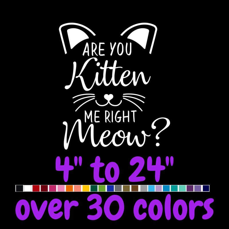 Are You Kitten Me Right Meow? - Vinyl Decal - Custom Size