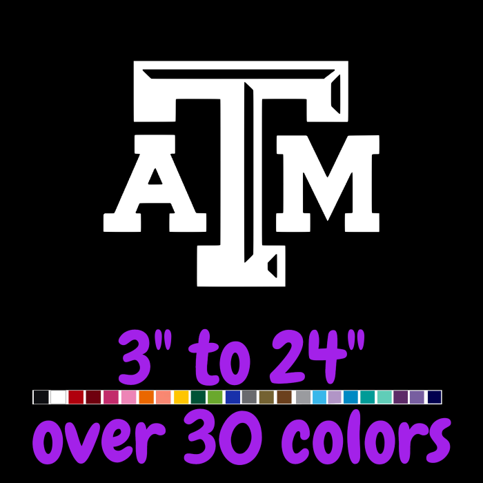 Texas A&M Aggies Vinyl Decal- Custom Size