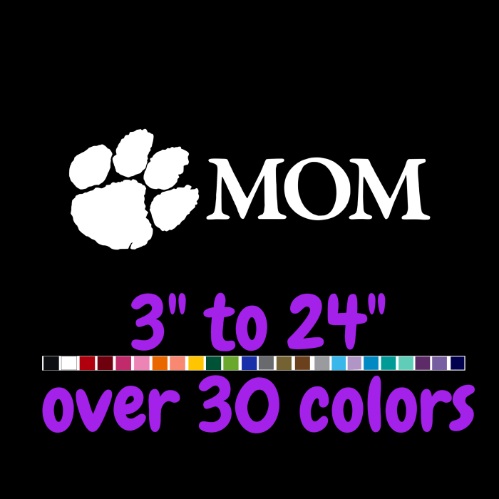 Clemson Tigers Mom Vinyl Decal - Custom Size