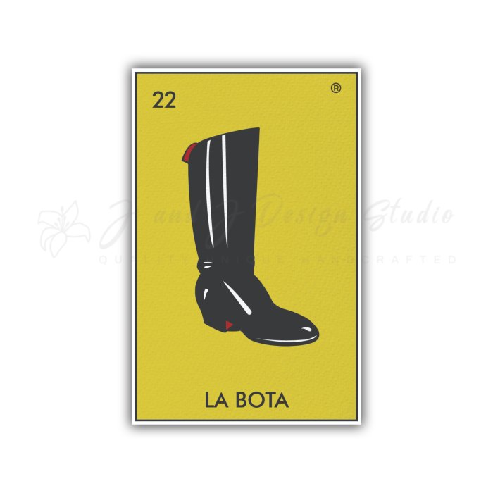 Loteria – La Bota – Full Color Vinyl Decal – Custom Size