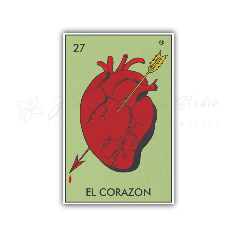 Loteria – El Corazon – Full Color Vinyl Decal – Custom Size