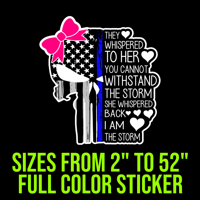 Punisher American Flag Blue Line Full Color Vinyl Decal - custom size