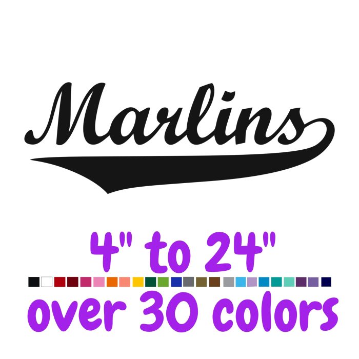 Miami Marlins Vinyl Decal - Custom Size