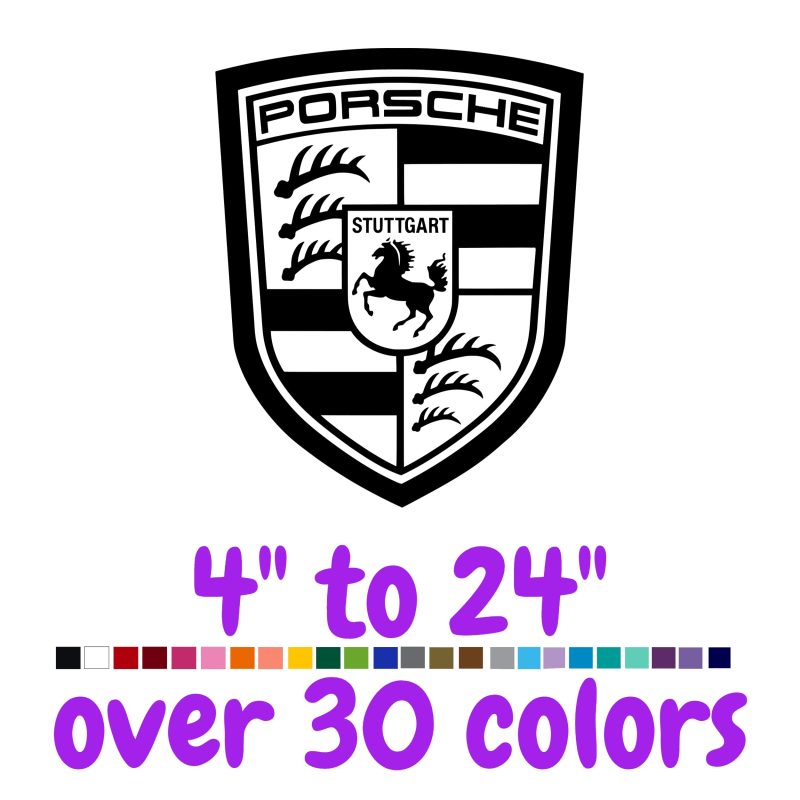 Porsche Logo Vinyl Decal - Custom Size