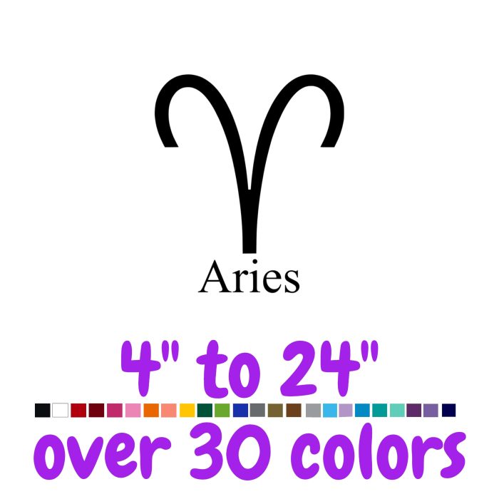 Aries Horoscope Vinyl Decal - Custom Size