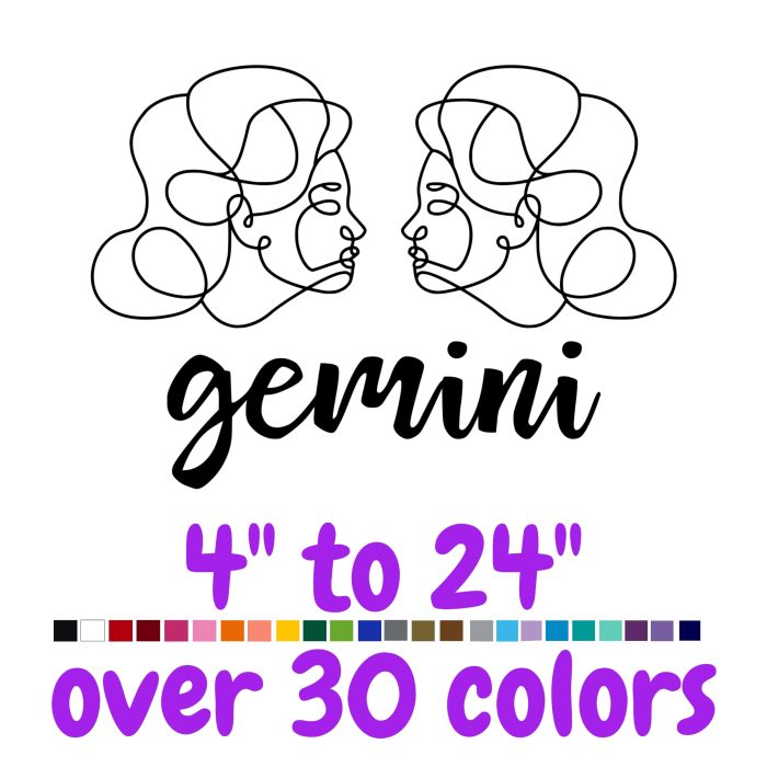 Gemini Horoscope Vinyl Decal - Custom Size