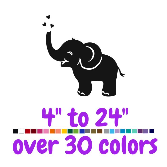 Elephant Vinyl Decal - Custom Size