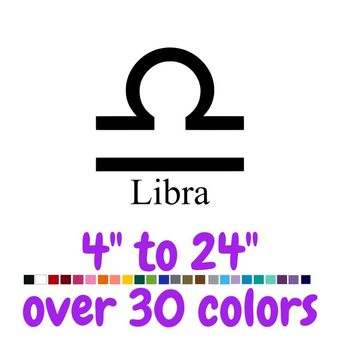 Libra Horoscope Vinyl Decal - Custom Size