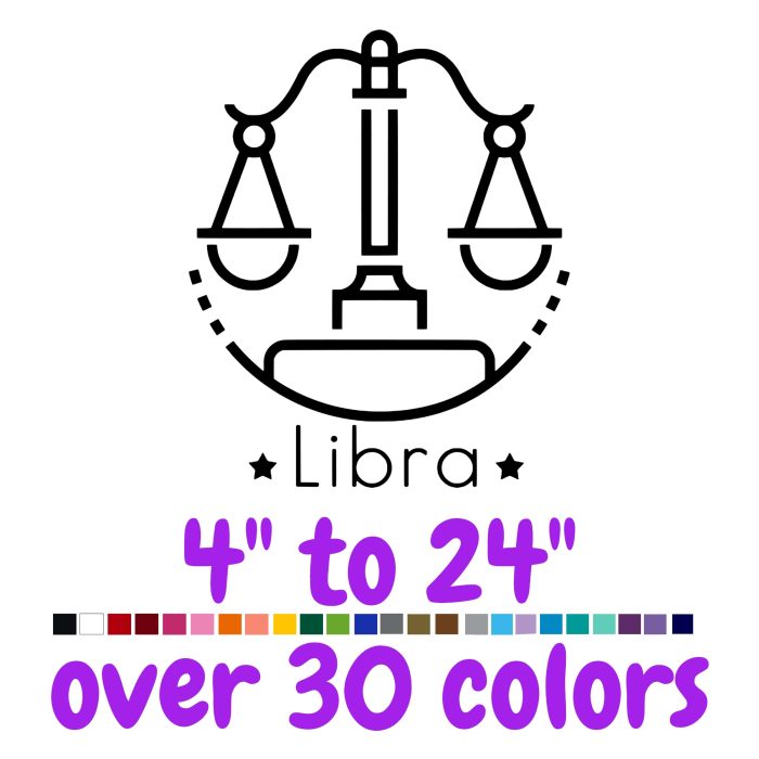Libra Horoscope Vinyl Decal - Custom Size