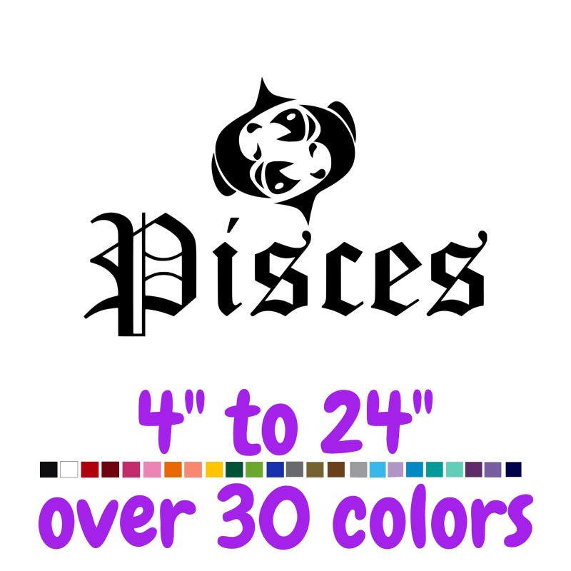 Pisces Horoscope Vinyl Decal - Custom Size