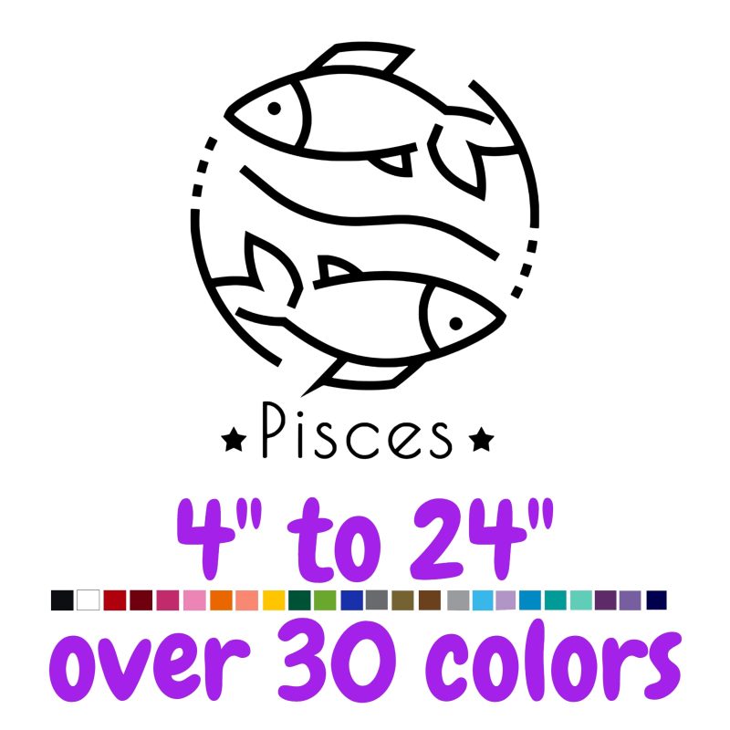 Pisces Horoscope Vinyl Decal - Custom Size
