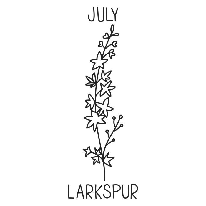 July- Larkspur Vinyl Decal - Custom Size