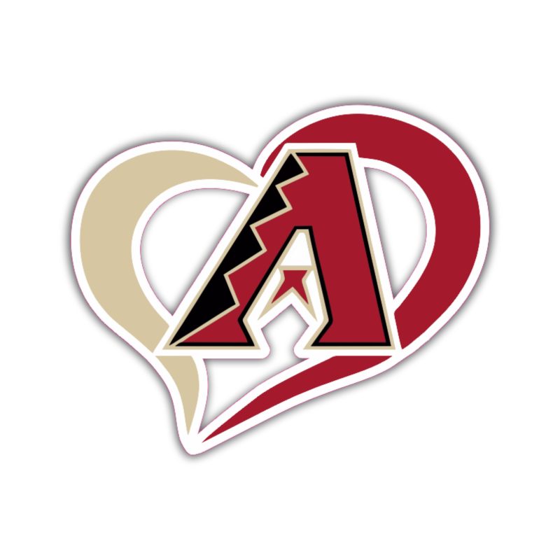 Arizona Diamondbacks - A With Heart - Full Color Vinyl Sticker - Custom Size