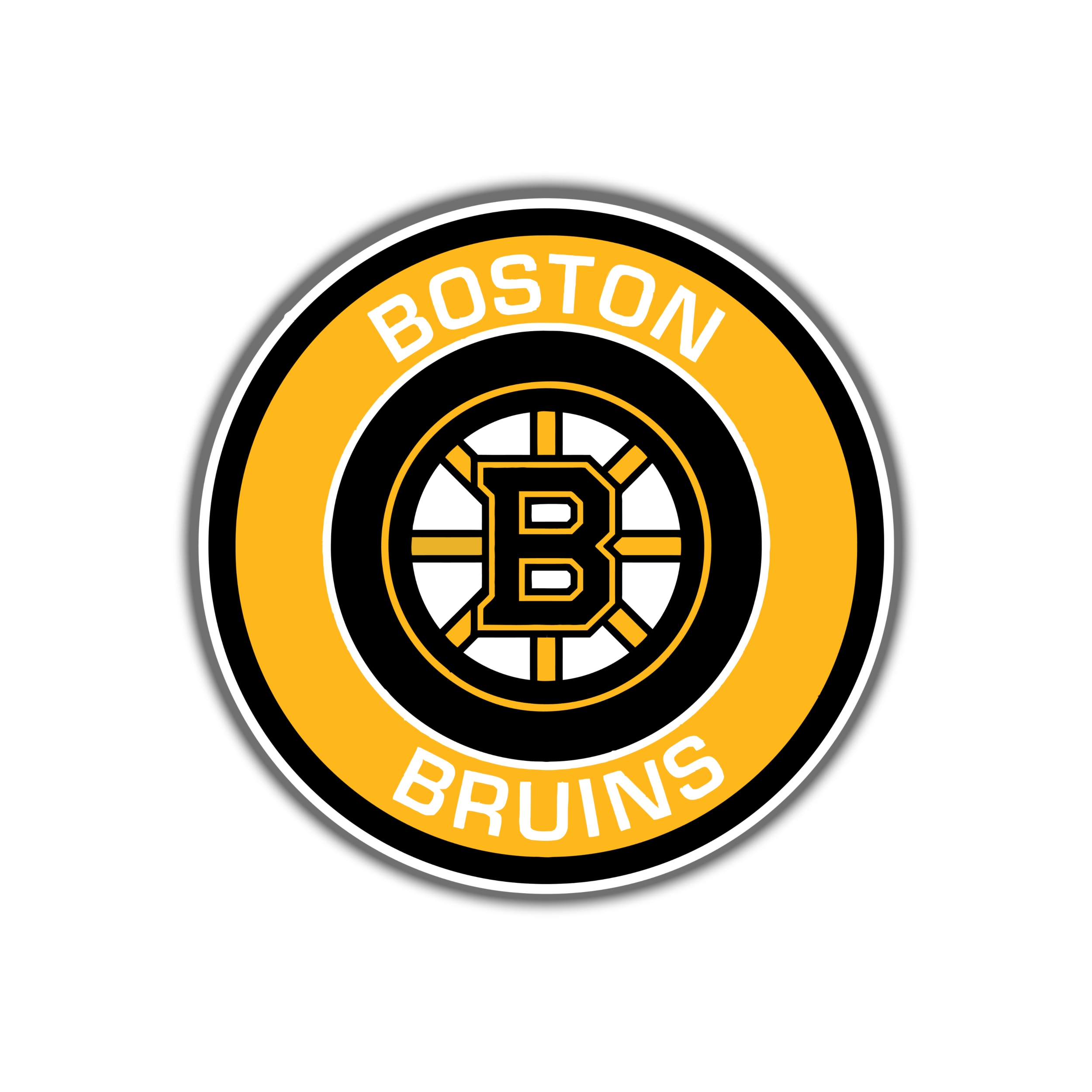 Boston Bruins - Circle With Name - Full Color Vinyl Sticker - Custom Size