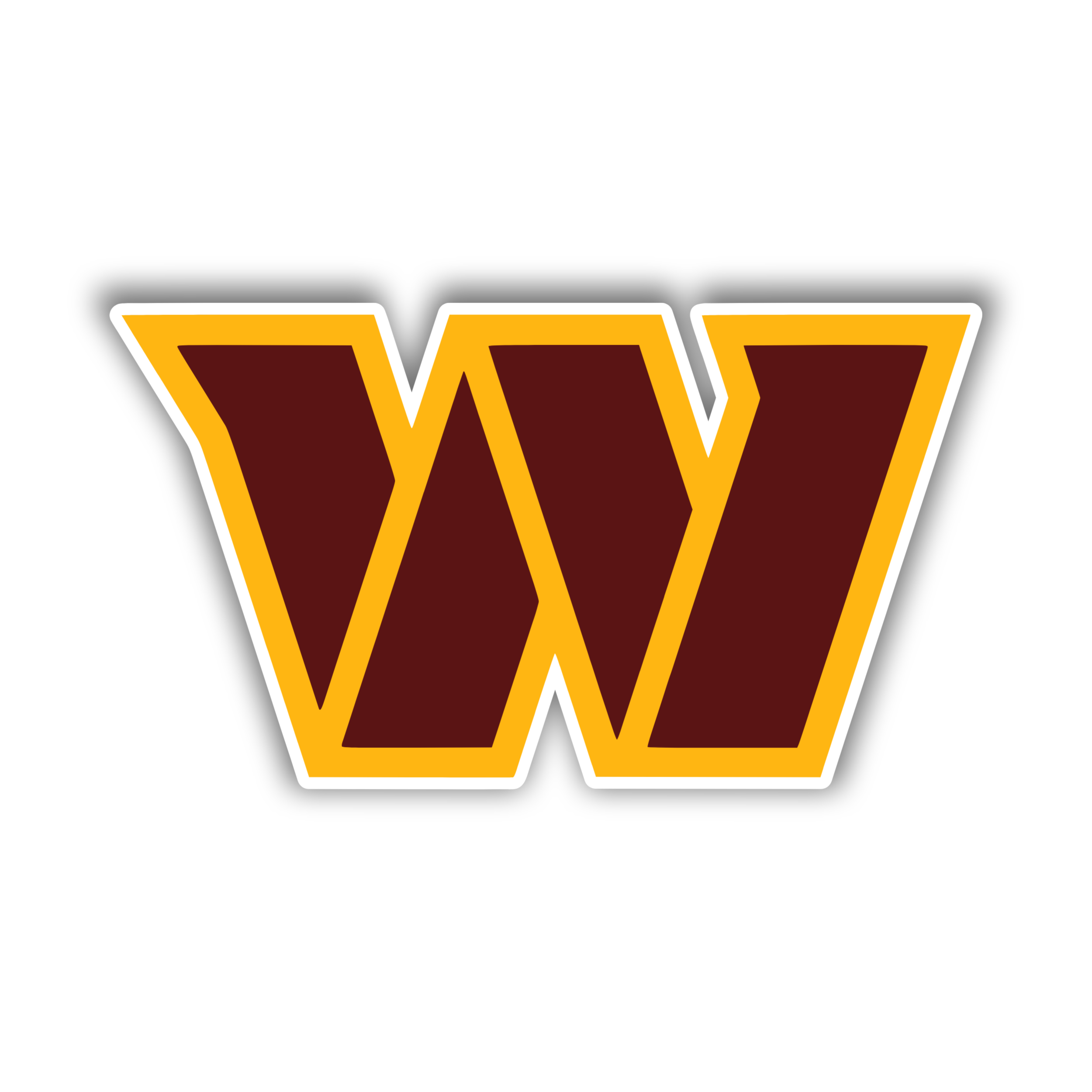 Washington Commanders -Burgundy W, Yellow Outline - Full Color Vinyl Sticker - Custom Size