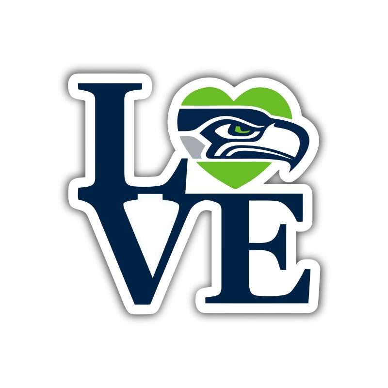 Seattle Seahawks Love Full Color Vinyl Sticker - Custom Size