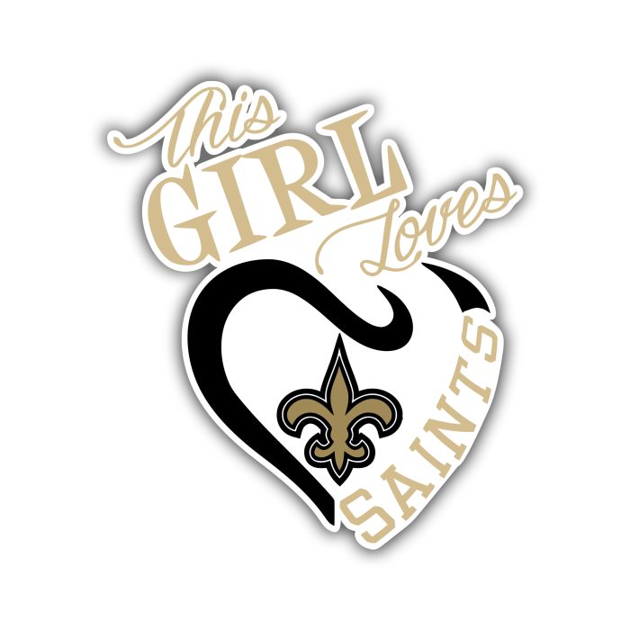 New Orleans Saints Girl Full Color Vinyl Sticker - Custom Size