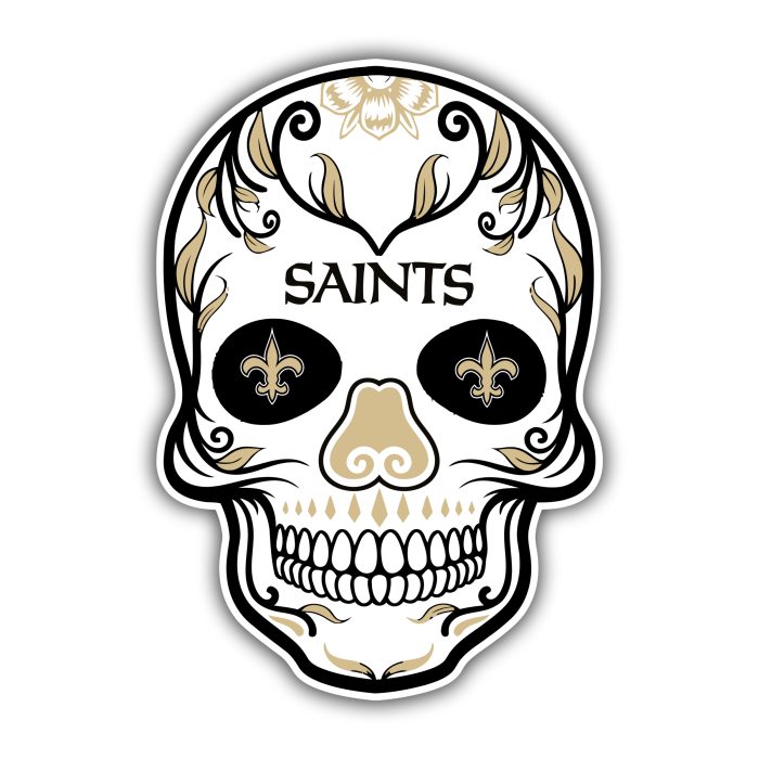 New Orleans Saints Sugar Skull Full Color Vinyl Sticker - Custom Size