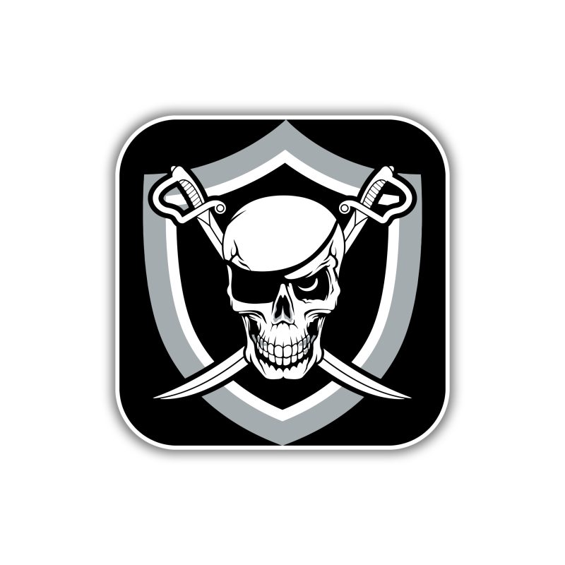 Las Vegas Raiders - Skull With Swords - Temporary Tattoo