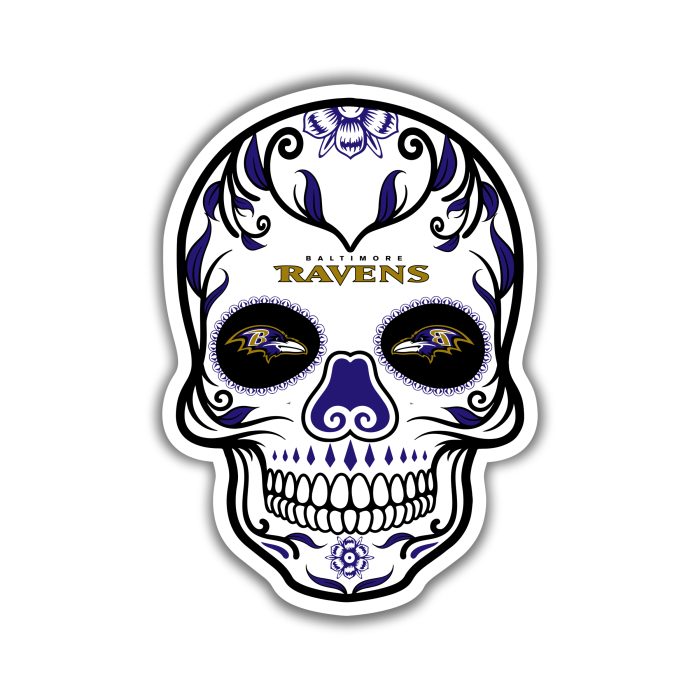 Baltimore Ravens - Sugar Skull - Temporary Tattoo