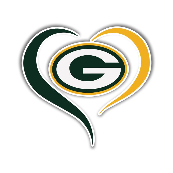 Green Bay Packers - Heart - Temporary Tattoo