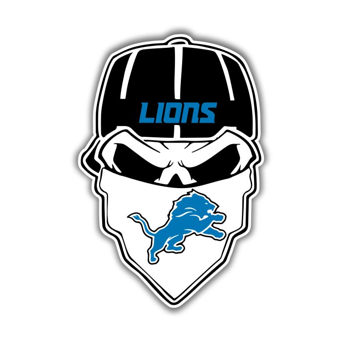 Detroit Lions - Skull With Cap - Temporary Tattoo