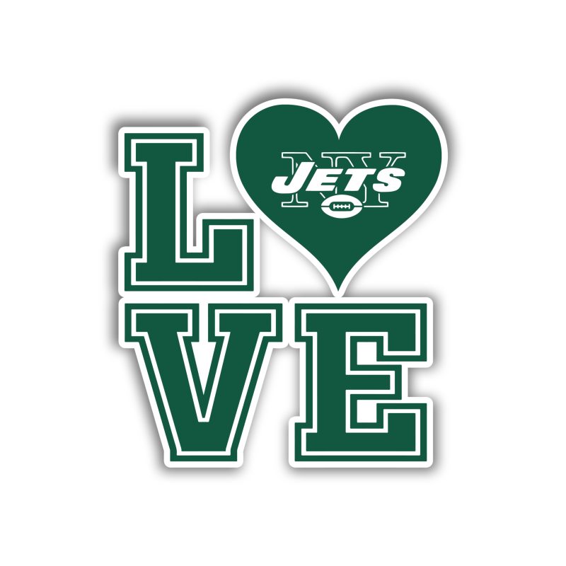 New York Jets - Love - Full Color Vinyl Sticker - Custom Size