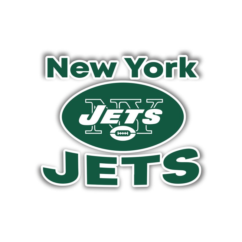 New York Jets - Football With Name - Full Color Vinyl Sticker - Custom Size