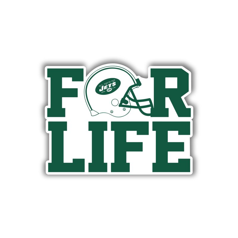 New York Jets - For Life Helmet - Full Color Vinyl Sticker - Custom Size