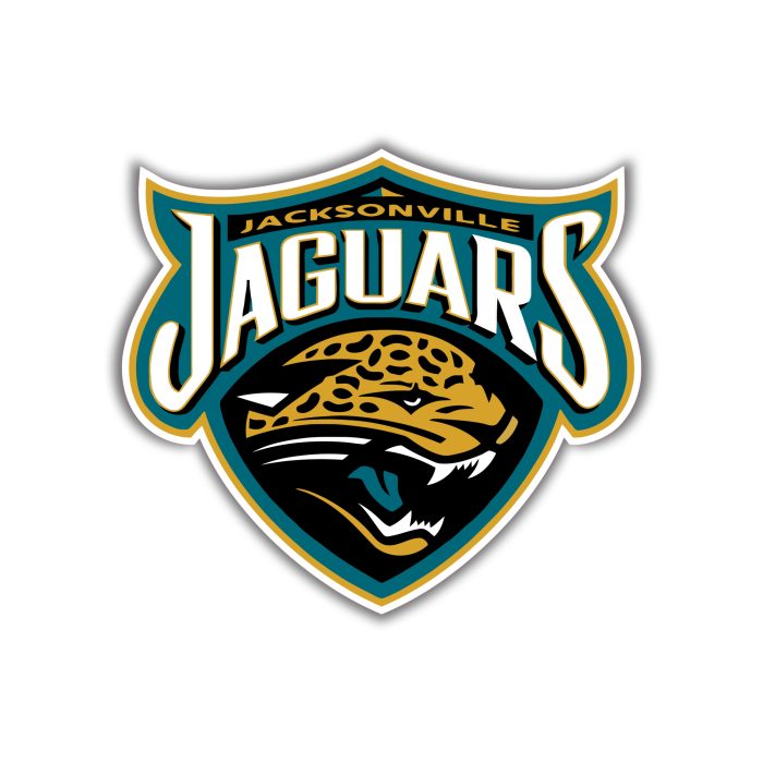Jacksonville Jaguars - Shield With Jaguar head - Full Color Vinyl Sticker - Custom Size