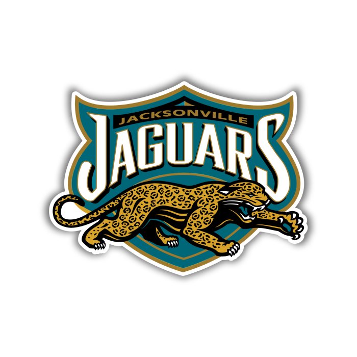 Jacksonville Jaguars - Shield With Jaguar - Full Color Vinyl Sticker - Custom Size