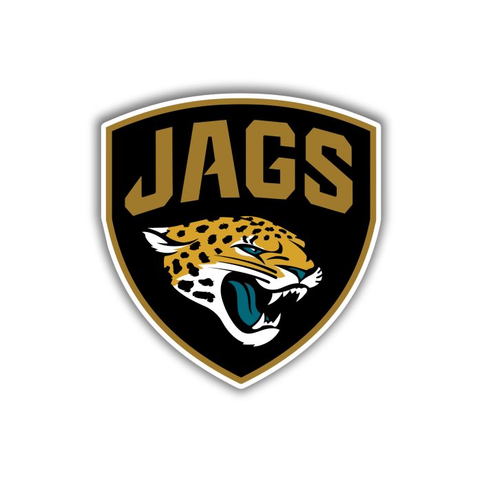 Jacksonville Jaguars - Shield With Jags - Full Color Vinyl Sticker - Custom Size