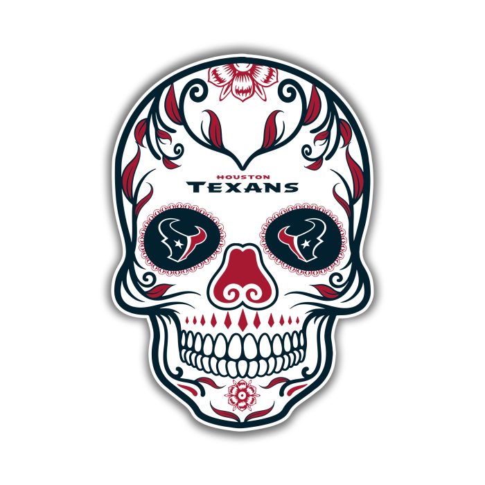 Houston Texans - Sugar Skull - Full Color Vinyl Sticker - Custom Size