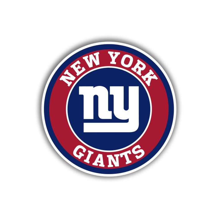 New York Giants - Dark Blue And Red Circle  - Full Color Vinyl Sticker - Custom Size