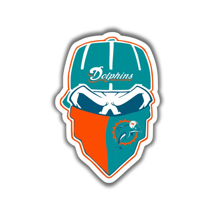 Miami Dolphins - Skull With Cap - Temporary Tattoo