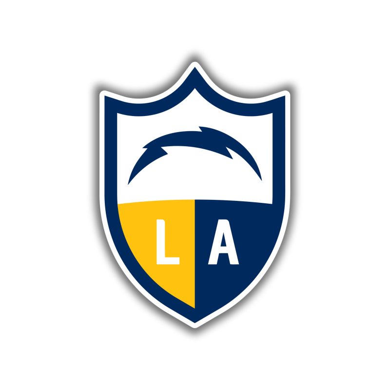 Los Angeles Chargers Full Color Vinyl Sticker - Dark Shield - Custom Size