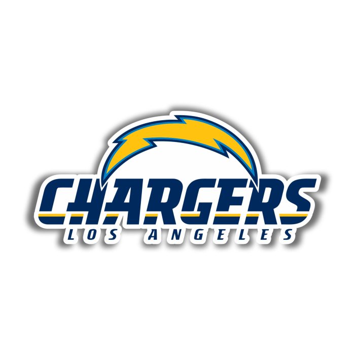 Los Angeles Chargers Full Color Vinyl Sticker - Dark Logo with Name - Custom Size