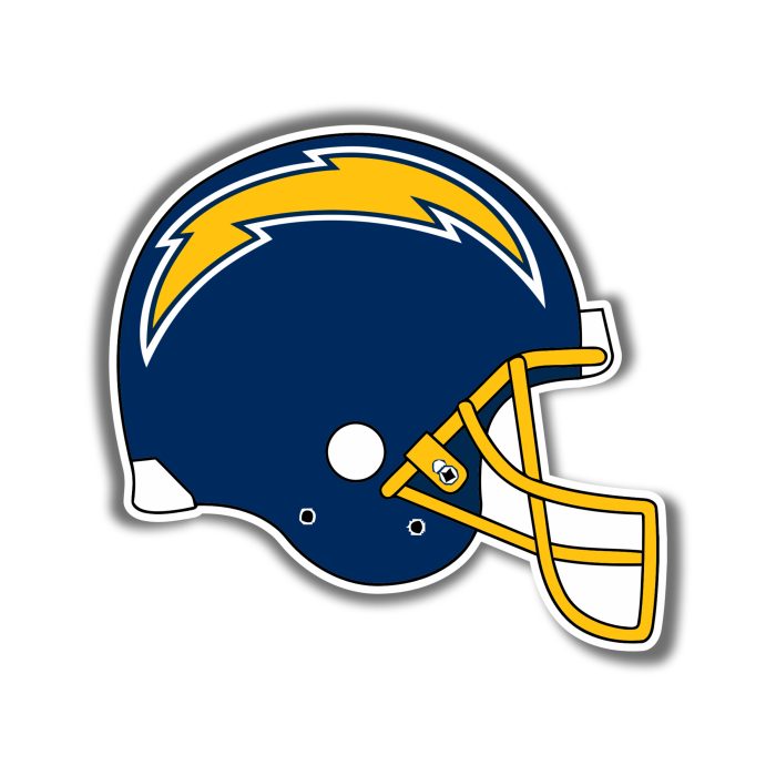 Los Angeles Chargers Full Color Vinyl Sticker - Helmet - Custom Size