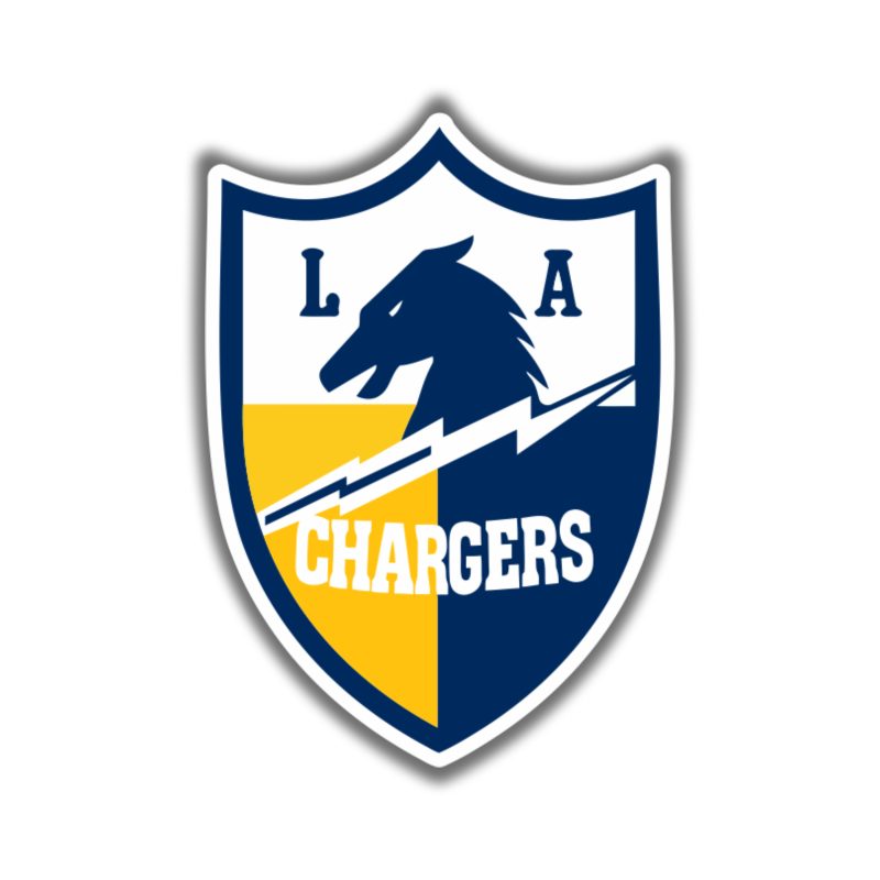 Los Angeles Chargers Full Color Vinyl Sticker - Dark Horse Shield - Custom Size
