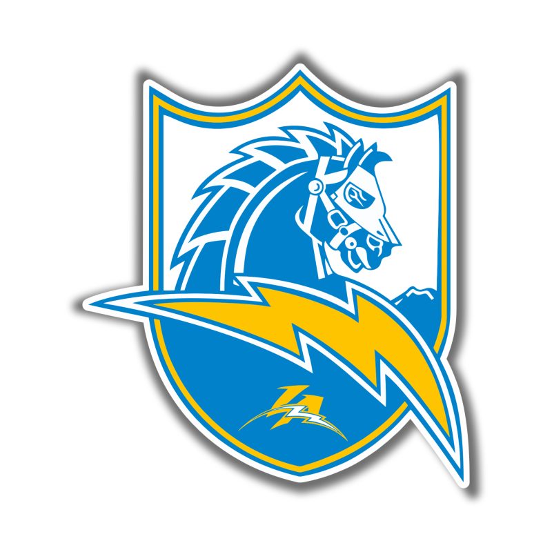Los Angeles Chargers Full Color Vinyl Sticker - Light Horse Shield - Custom Size